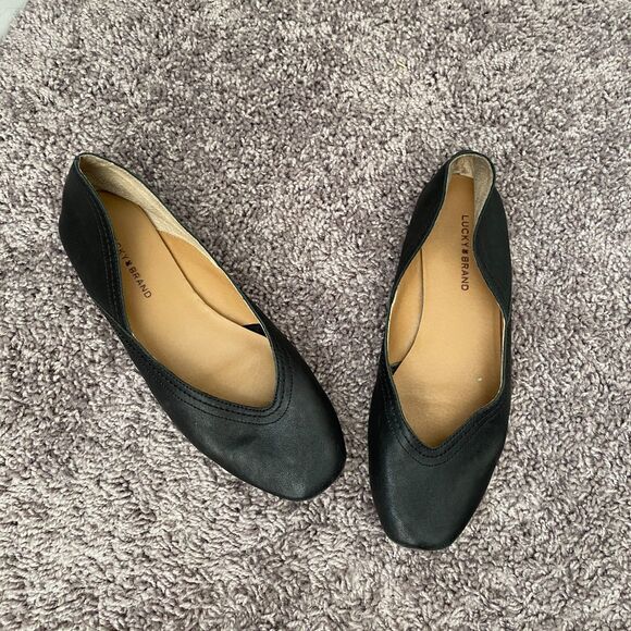 Lucky Brand Shoes - LUCKY BRAND Alba Black Leather Flats Size 7.5